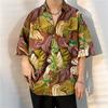 Camisa estilo perezoso, retro, holgada, tipo cárdigan, abrigo, media manga, diseño superior, estilo casual, holgado y de alta calidad.