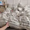 Juego de Cuatro Piezas de Algodón Puro Grado A Materno e Infantil, Estilo Ins Fresco y Sencillo, Apto para Dormir Desnudo, Sábana Bajera y Funda de Edredón 100% Algodón, Juego de Sábanas Ajustables de Tres Piezas para Estudiantes