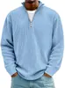 Comércio Transfronteiriço Primavera e Outono 2025 Masculino Gola Alta Meio Zíper Manga Longa Solto Casual Moda Bordado Logo Listrado Camisa Polo