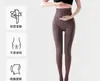 Leggings de cashmere para mulheres usarem como roupa externa no outono e inverno, além de meia-calça aveludada e espessa, cintura alta, calças quentes de algodão, meias com listras verticais e pé-de-pato
