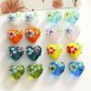 Mismo que Xiaohongshu rama tridimensional con goteo de aceite flor pequeña corazón de melocotón DIY cuentas de vidrio accesorios pendientes material para pasador al por mayor
