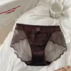 Calcinha Sexy Feminina Renda de Puro Desejo Estilo Francês com Renda e Tela, Confortável Sem Costura Secagem Rápida Cintura Média Abraça o Quadril