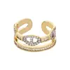 Anillo Abierto de Dos Tonos Electroplateado de Moda Estilo Coreano y Japonés para Mujer, Lujo Ligero, Gama Alta, Anillo Único y Elegante