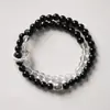 Pulseira de Obsidiana Natural e Pedra Olho de Tigre com Prata do Tibete, Duplo Círculo, Novo Estilo Chinês, Pulseira de Obsidiana Giradora de Sorte, Atacado