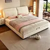 2026 Novo Quarto Principal de Luxo Armazenamento de Tecido Cama de Casamento Estilo Creme Chenille Pelúcia Orelha de Elefante Cama