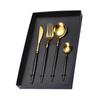 Faca de aço inoxidável, garfo e colher conjunto de quatro peças Português ocidental Tableware Gift Set Golden Steak Knife e garfo Creative Gift