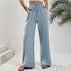 Ropa de Mujer Transfronteriza 2025 Amazon Nuevo Pantalones Casuales Sueltos de Pierna Ancha de Cintura Alta Pantalones Largos Shopee Comercio Exterior Estampado Digital