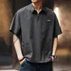 Nova Camisa Polo Workwear com Textura de Bolha 3D em Seda Gelada Masculina de Verão Secagem Rápida Manga Curta Meio Zíper Camisa de Manga Curta