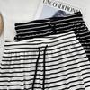 Pantalones de pierna ancha con rayas horizontales en blanco y negro de seda de hielo para mujer, pantalones a cuadros con cordón, pantalones casuales de verano para mujer, protección solar, pantalones anti-mosquitos