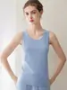 Nuevo top de punto redondo para mujer de otoño e invierno, 100% cachemira pura, sin mangas, cómodo, cálido y ajustado