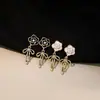 Brincos de moda pintados à mão com camélias, brincos de design exclusivo, luxo leve, brincos elegantes de alta qualidade, brincos pendentes retrô franceses