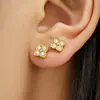 Pendientes de acero inoxidable con colgante de trébol de cuatro hojas y circonita, moda europea y americana, pendientes largos con borla, elegantes y de alta gama para mujer