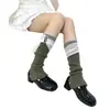 Calcetines de diseño nicho y2k para mujer, calentadores de pantorrilla cálidos de invierno, calcetines con cordones de color block con volantes estilo jk universitario