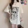 Cuidado com a Camiseta Explosiva de Algodão Puro de Manga Curta para o Verão Feminina Nova de Alta Qualidade Solta Estilo Ocidental Redutora de Idade Top de Comprimento Médio