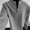 Moda de otoño para hombre: camiseta elegante, personalizada, de color liso, con media cremallera, perfecta para adolescentes, versátil, genial y moderna camiseta casual