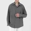 Camisa Social Masculina Manga Longa Sem Ferro Estilo Coreano Tendência Primavera Outono Casual Roupa Externa DK Uniforme Solta Business Preto Branco Camisa Masculina