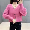 Cárdigan Corto de Punto con Diseño Trenzado de Nicho Estilo Coreano 2025 Otoño/Invierno Nuevo Suéter Versátil Adelgazante para Mujer