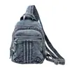 Mochila Multiuso em Jeans Lavado Pode ser Usada como Mochila Unissex Versátil Bolsa de Jeans Bolsa de Ombro Único Jeans Retrô