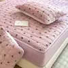 Juego de Sábanas de Tres Piezas con Forro Polar de Invierno, Terciopelo de Leche Engrosado, Cálido, Suave y Cómodo, Estilo Coreano, Sábana Acolchada Estilo Ins, Pieza Única