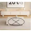 Mueble de TV de Madera Maciza Estilo Crema Blanco Simple Moderno Minimalista Mesa de Café Combinación Sala de Estar Hogar Apartamento Pequeño De Pie