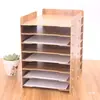 Caja de Almacenamiento de Escritorio de Madera DIY Estantería de Oficina Creativa Revistero Carpeta A4 Estante Organizador de Documentos