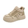 Sapatos Femininos Primavera 2025 Novos Sapatos Brancos de Cano Alto Respiráveis para Mulheres Estilo Coreano Versáteis Tênis Esportivos de Sola Grossa Tênis Casuais para Mulheres