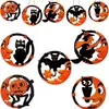 Novo produto transfronteiriço: Enfeites de Madeira para Pendurar Halloween com Recortes de Humano e Lua, Decorações de Madeira, Artesanato Feito à Mão