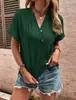 Ropa de Mujer de Comercio Exterior Primavera/Verano 2026 Amazon Wish Productos Nuevos Transfronterizos Blusa de Manga Corta de Color Sólido con Botón Retorcido para Mujer