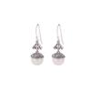 One Deer Silver S925 Prata Esterlina Pérola de Água Doce Retro Old Lucky Tang Padrão de Grama Brincos de Contas Redondas Temperamento Gancho de Orelha