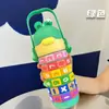 Cubo Mágico Educativo para Niños Digital 316 Taza Térmica, Aritmética Creativa, Anticaídas, Taza Portátil de Dibujos Animados con Popote, Taza de Alto Valor