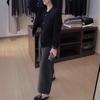 241138 Da Ai Mei Yi Yuan Otoño 2026 Nuevo Estilo Coreano Chaqueta Simple de Manga Larga Pantalones Casuales de Cuadros de Pierna Ancha para Mujer