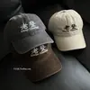 Gorra de Béisbol de Algodón Lavado Denim Viejo para Hombre, Bordado Versátil Estilo Chino, Circunferencia de Cabeza Grande, Gorra de Pico Adelgazante Taak