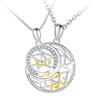 Día de San Valentín Día y Noche Estrellas Amor Estrella Luna Colgante Collar de Pareja Luna Agradable Antigua Colgante de Corazón