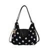 Bolsa de Lona con Lunares Estilo Coreano Transfronteriza Hengeng Nuevo Modelo Bolso de Hombro Cruzado Gran Capacidad Versátil Mochila para Viajes Diarios