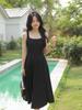 Vestido de Alça Quadrado Estilo Francês, Vestido de Outono, Vestido Emagrecedor com Ajuste na Cintura para Verão e Outono, Para Figuras Baixas, Faz Pessoas Baixas Parecerem Mais Altas