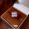 Anillo Abierto de Flor de Cuatro Pétalos de Circonita Dulce Europeo y Americano, Anillo de Dedo Índice de Moda Fresca y Diaria, Joyería de Mano de Nicho