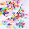 Fatias Coloridas de Argila Macia Desenhos Animados de Frutas Letras em Inglês Perfuradas Conjunto de Argila Macia Material de Argila Macia para Pulseira