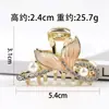 Presilha de Cabelo de Cauda de Peixe de Luxo com Strass e Pérolas Exquisitos, Piranha de Tamanho Médio, Elegante e Estilosa, Adequada para Penteados Semi-Presos na Parte de Trás da Cabeça, Presilha Jacaré