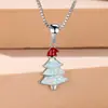 Colar Árvore de Natal de Opala Colorida Transfronteiriça para Mulheres, Acessórios de Moda, Corrente Delicada e Versátil para Clavícula