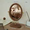 Espejo estilo vintage, espejo de maquillaje de madera, decoración del hogar, espejo de mesa de pie estilo chino, espejo de tocador giratorio, espejo de mesa para dormitorio