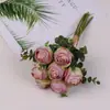 Flor Artificial 7 Cabeças Buquê de Rosa Sweetheart Flor de Seda Sala de Estar Mesa de Centro Decoração de Flor Artificial Arranjo Material de Flor Festiva