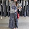 Traje Retro Top Coreano de Verano de Manga Corta Falda Nueva a Cuadros de Cintura Alta Dos Piezas para Mujer