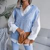 Liquidación Otoño e Invierno Estilo Europeo y Americano Cuello en V Hueco Forma de Diamante Chaleco de Punto Casual Suéter Deseo Ropa Femenina Transfronteriza