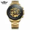 Novo Relógio Masculino Winner Moda Casual Mecânico Oco Mostrador Grande Dourado Relógio Mecânico Automático