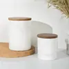 Tarro Sellado de Cerámica Simple para Cocina Transfronterizo con Tapa de Bambú Estilo Nórdico Gris y Blanco Tarro de Almacenamiento de Café Tarro de Té Tarro de Azúcar