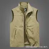 Colete Masculino Gola Alta com Múltiplos Bolsos para Primavera e Outono, Colete Casual Outdoor de Secagem Rápida para Trabalho, Colete de Pesca Masculino