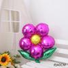 Globo de Lámina de Aluminio de Girasol Hoja Verde Fiesta de Cumpleaños para Niños Arreglo de Cumpleaños Globo de Papel de Aluminio de Cinco Pétalos