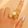 Anel de Flor e Folha em Aço Inoxidável para Mulheres, Design Oco Exagerado e Único com Rosa, Margarida, Girassol, Anel para Dedo Indicador Feminino
