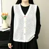 2026 Nuevo Chaleco de Punto sin Mangas con Escote en V Hueco para Primavera y Otoño para Mujer, Ropa Exterior Holgada Versátil
