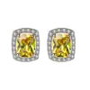 Deseo venta caliente moda color tesoro aretes fabricantes mayoreo aretes de diamante rectangulares aretes de cristal de circón color diamante completo